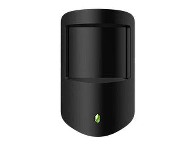 Zwarte Dahua AirShield draadloze dual-tech bewegingsdetector met PIR en microgolfsensor.