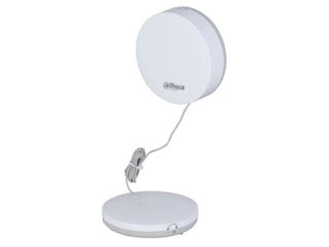 Witte Dahua ARD912-W2 draadloze PIR-bewegingsdetector met compact rond design en bijbehorende kabel.