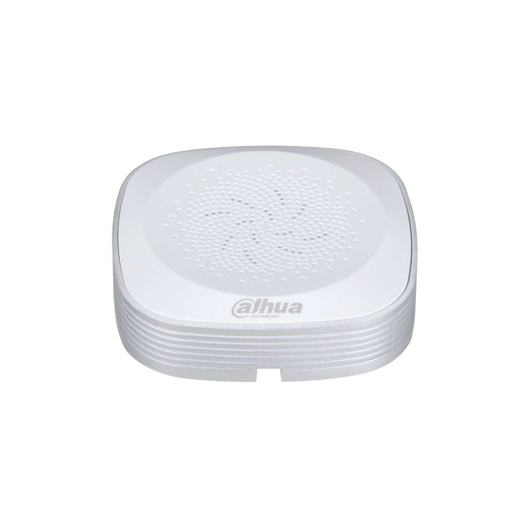 Witte Dahua DH-HAP201 omnidirectionele condensator microfoon met discreet vierkant design en geperforeerd oppervlak.