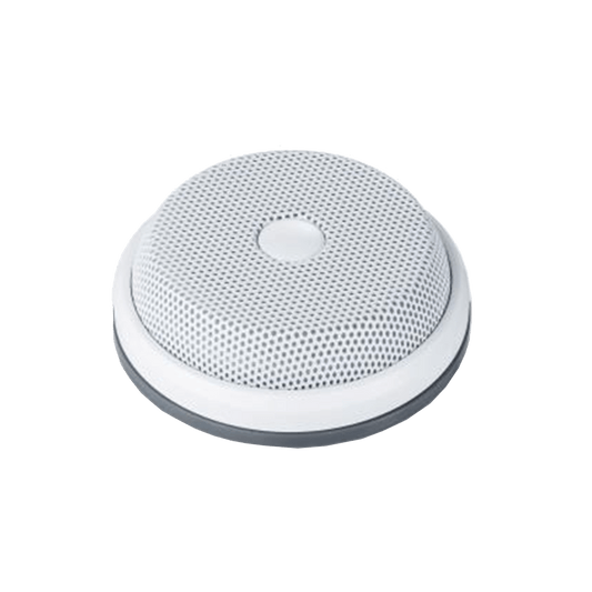 Witte Dahua DH-HAP320 omnidirectionele microfoon met een rond, geperforeerd design voor plafondmontage.