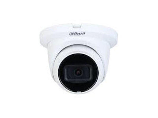 Witte Dahua 2MP WizSense eyeball beveiligingscamera met 2.8mm lens en compact rond design voor buitenmontage.