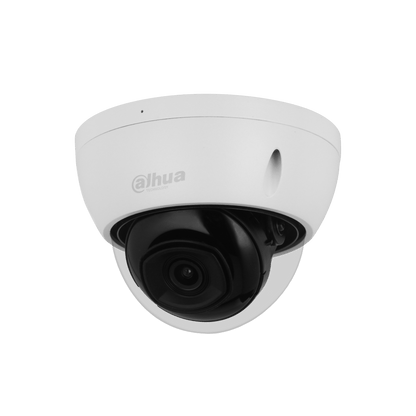 Witte Dahua IPC-HDBW2441E-S 4MP dome-beveiligingscamera met zwarte lens en compact design.