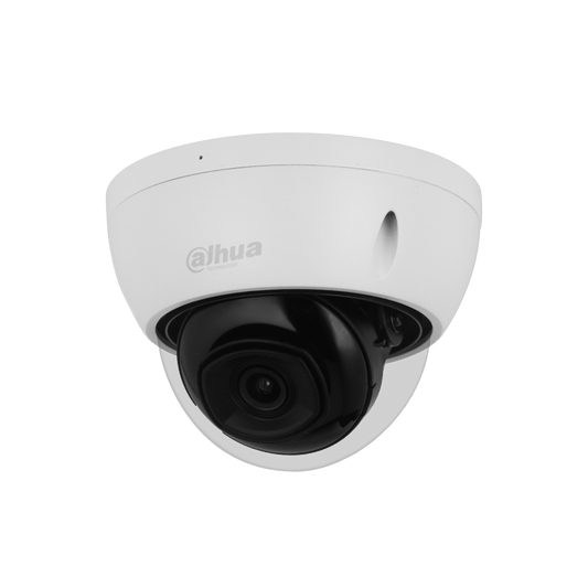 Witte Dahua IPC-HDBW2441E-S 4MP dome-beveiligingscamera met zwarte lens en compact design.