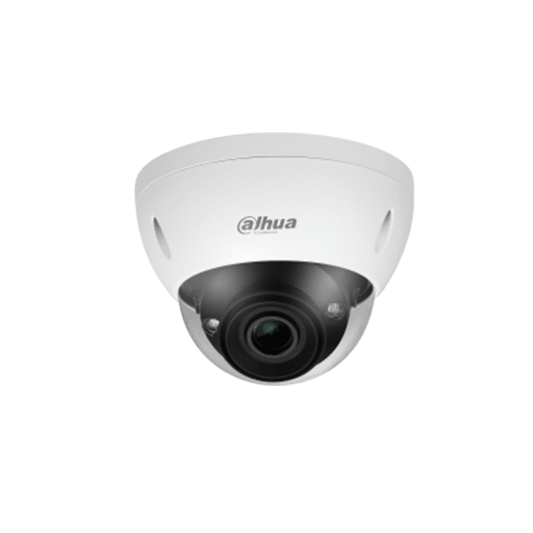Witte Dahua IPC-HDBW5442E-Z4E dome beveiligingscamera met zwarte lensmodule en 4 megapixel resolutie.