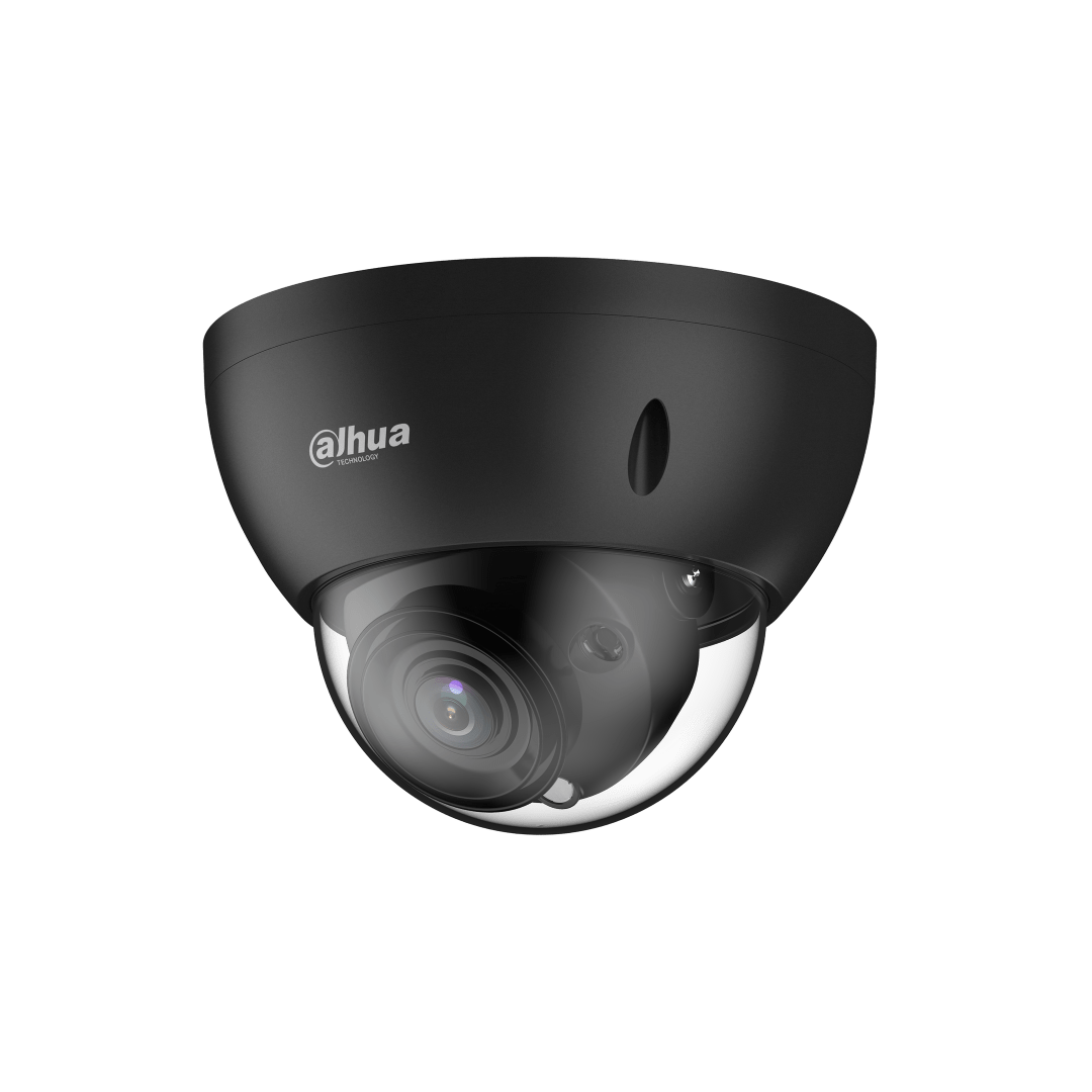 Zwarte Dahua IPC-HDBW5442E-ZE dome beveiligingscamera met transparante koepel en 4MP lens voor professionele bewaking.