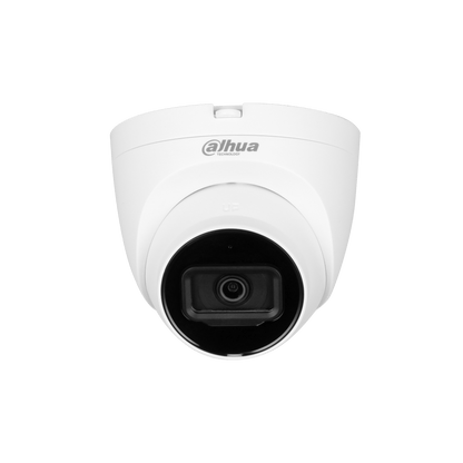 Witte Dahua IPC-HDW2441T-S 4MP dome beveiligingscamera met 2.8mm lens en IR-LED voor nachtzicht.