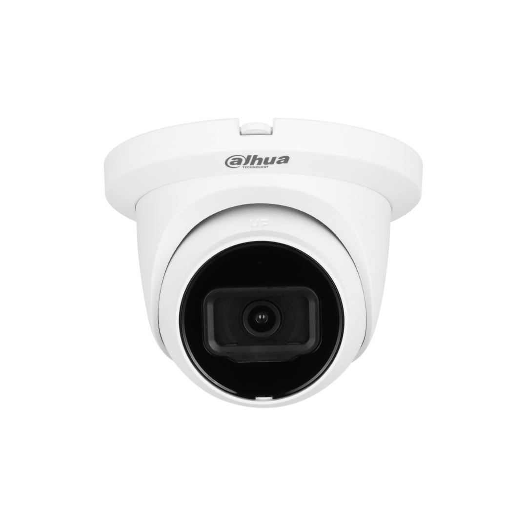 Witte Dahua IPC-HDW2541TM-S dome-beveiligingscamera met 2.8 mm lens en strak, weerbestendig design.