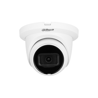 Witte Dahua IPC-HDW2541TM-S dome-beveiligingscamera met 2.8 mm lens en strak, weerbestendig design.