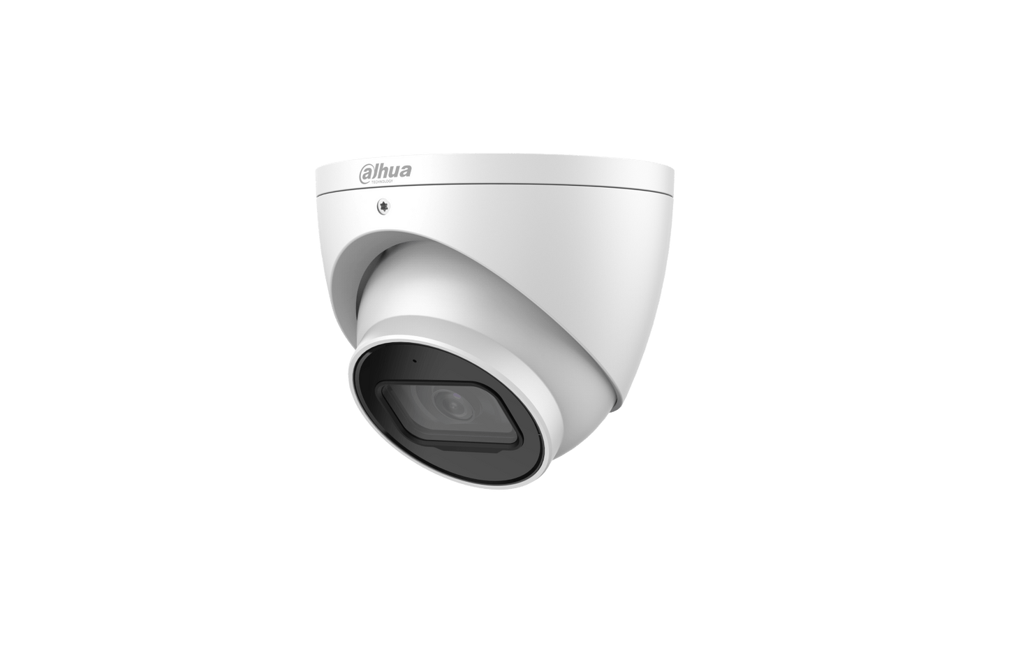Witte Dahua IPC-HDW3441EM-S-S2 4MP dome beveiligingscamera met een compact, weerbestendig ontwerp en zwarte lens.