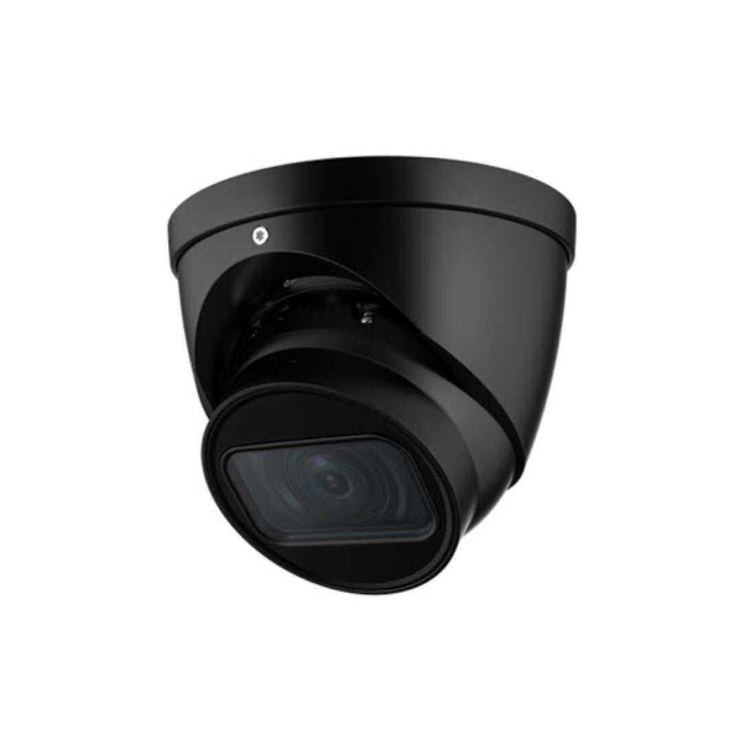 Zwarte Dahua IPC-HDW3841T-ZAS 8MP dome beveiligingscamera met varifocale lens en strak modern design.