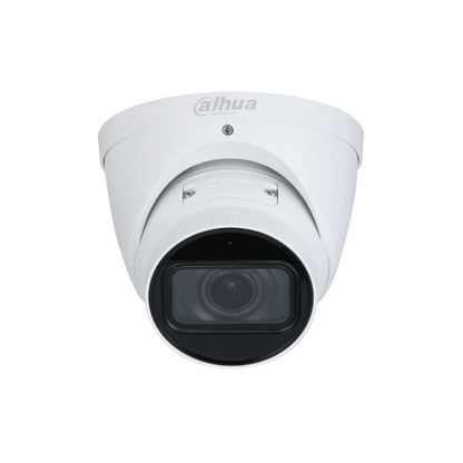 Witte Dahua WizMind 5-serie dome-beveiligingscamera met starlight-lens en robuuste IP67-behuizing.