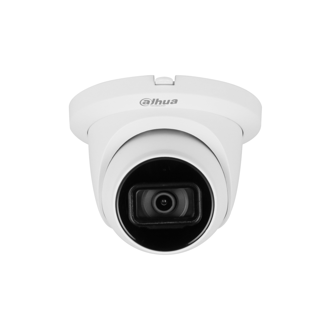 Witte Dahua WizMind S-serie dome-beveiligingscamera met 2.8 mm lens en strak, weerbestendig design.