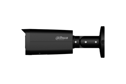 Zwarte Dahua IPC-HFW3449T-ZS-IL bullet beveiligingscamera met verstelbare muurbeugel en 4MP lens.