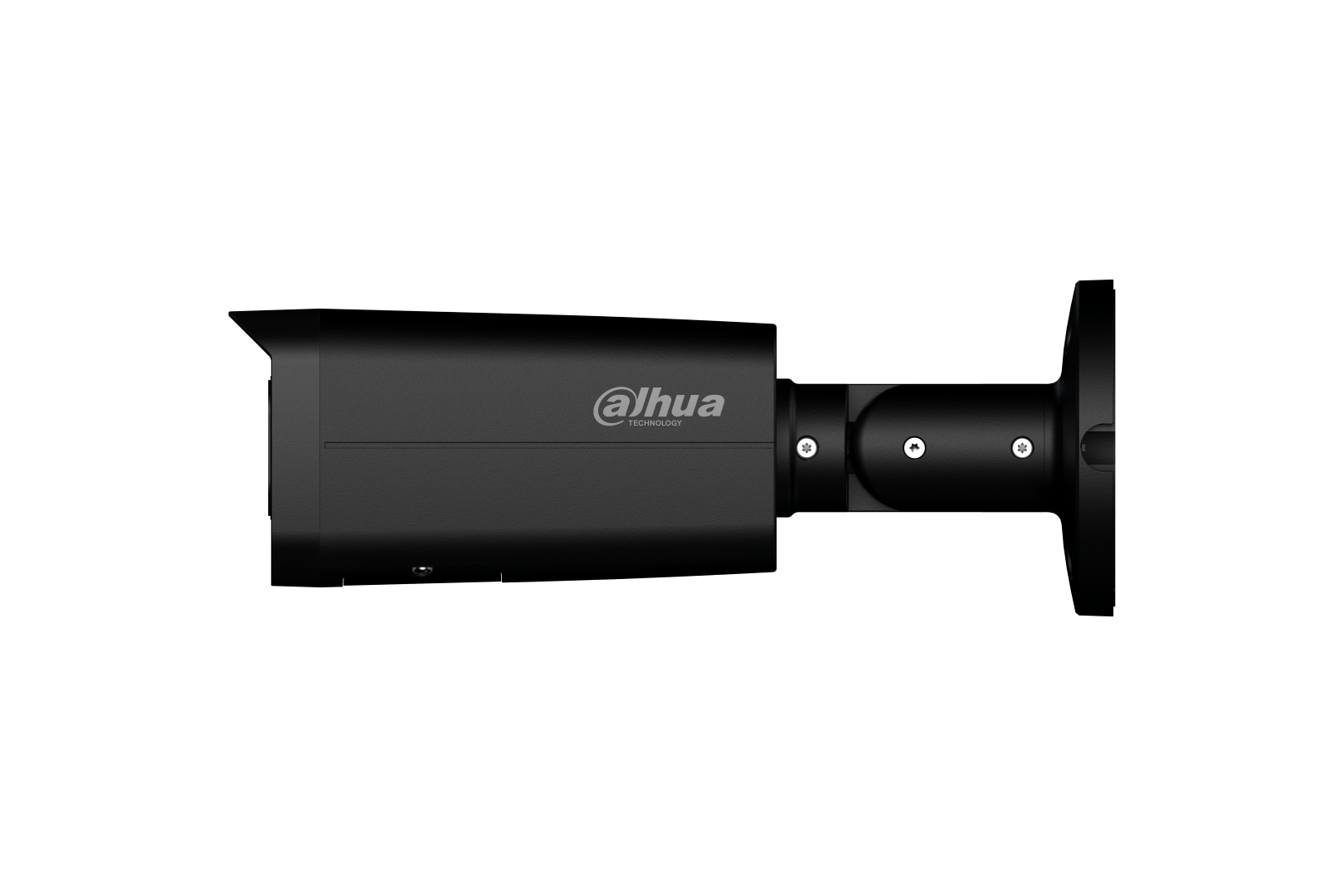 Zwarte Dahua IPC-HFW3849T-ZS-IL bullet beveiligingscamera met verstelbare muurbeugel en 8 MP lens.