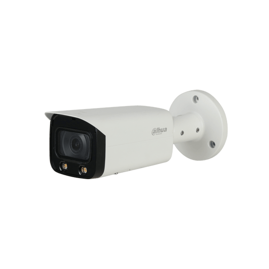 Witte Dahua IPC-HFW5241T-AS-LED bullet camera met 3.6mm lens en geïntegreerde LED-verlichting voor buitenbeveiliging.