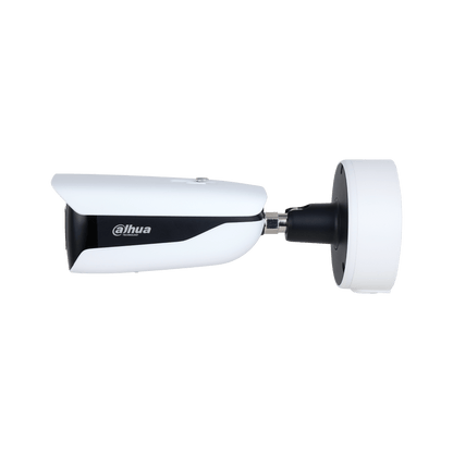 Witte Dahua WizMind bullet-beveiligingscamera met zwarte accenten en verstelbare muurbeugel voor professionele videobewaking.