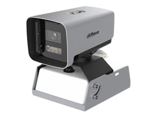 Dahua WizMind bullet camera met ruitenwisser en 2.6L watertank in een zilverkleurige metalen behuizing.