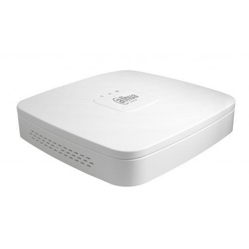 Witte Dahua NVR4108-8P-4KS3 netwerkrecorder met compact, strak design en ventilatieopeningen aan de zijkant.