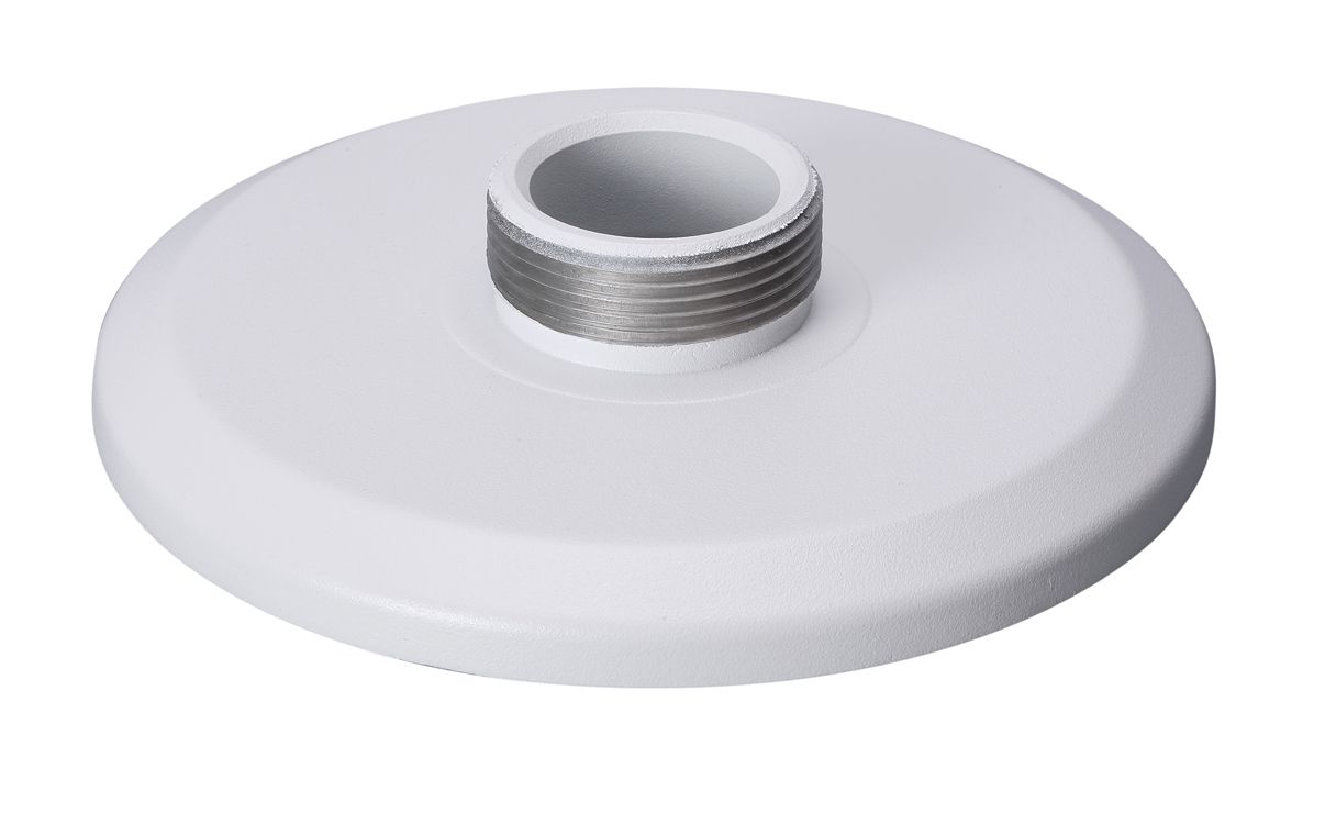 Witte aluminium Dahua PFA100 hangbeugel voor dome camera's met schroefdraad voor wand- of plafondmontage.