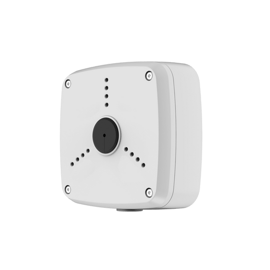Witte aluminium Dahua PFA122 aansluitdoos voor bullet camera's met IP66 waterdichte behuizing.