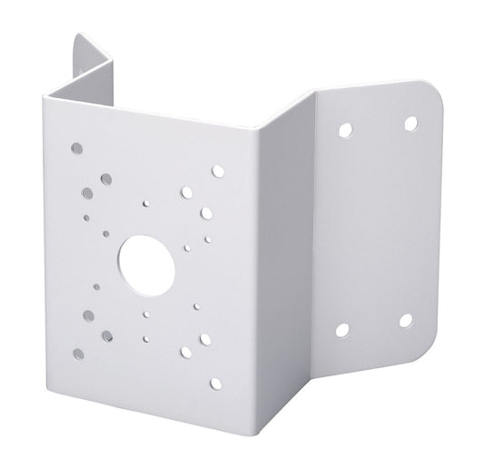 Witte Dahua PFA151 hoekmontagebeugel van duurzaam SECC-staal met voorgeboorde gaten voor speed dome camera's.