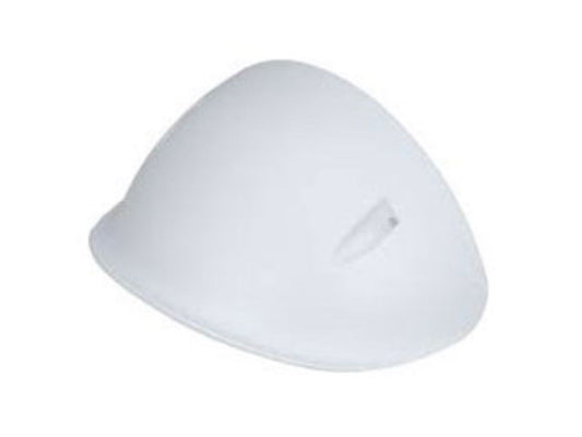 Wit polycarbonaat zonnescherm voor Dahua dome camera's met een compact, gebogen ontwerp voor optimale zonwering.