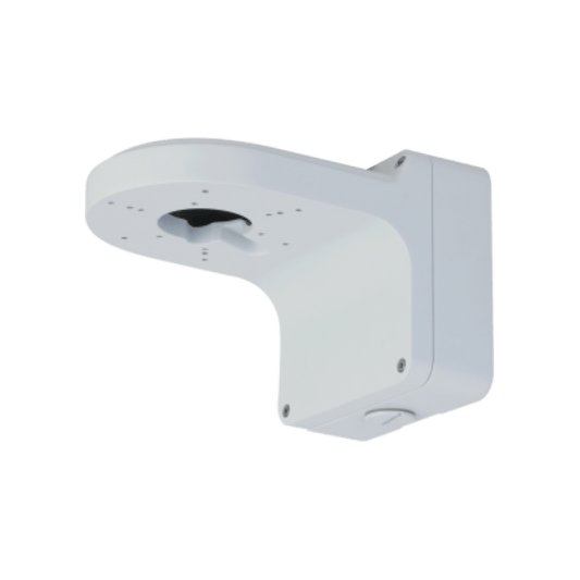 Witte Dahua PFB206W aluminium muurbeugel voor beveiligingscamera's met een robuust L-vormig ontwerp.