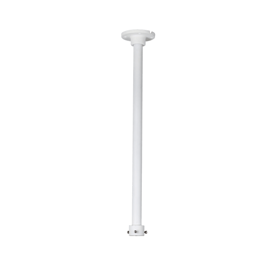 Witte Dahua PFB220C V2 aluminium plafondbeugel voor beveiligingscamera's met een lange pendelconstructie.