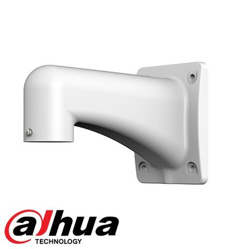 Witte aluminium Dahua PFB305W wandmontagebeugel voor camera's met een strak design en veiligheidskabelhaak.