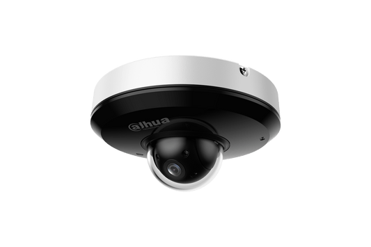 Dahua SD1A404DB-GNY 4MP PTZ-domecamera met wit-zwarte behuizing en transparante lenskap voor professionele bewaking.