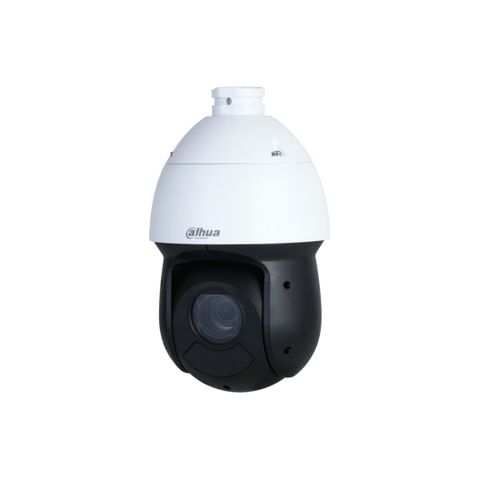 Dahua SD49225DB-HNY PTZ-beveiligingscamera met witte behuizing en zwarte lensmodule voor buitengebruik.