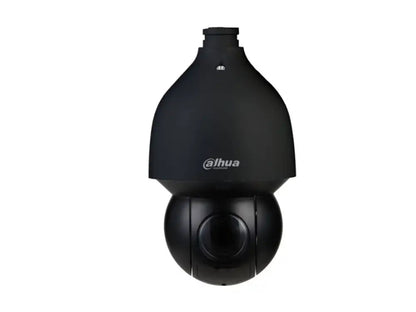 Zwarte Dahua SD5A825GA-HNR PTZ-beveiligingscamera met 25x optische zoom en 8 megapixel lens.