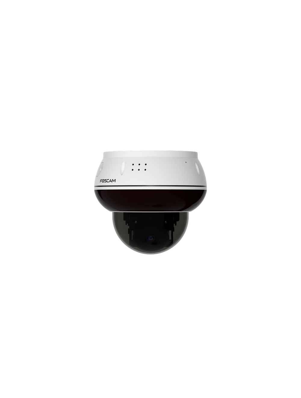 Witte Foscam D8ET 4K PoE PTZ-beveiligingscamera met vandaalbestendige koepel en strak design voor buiten.
