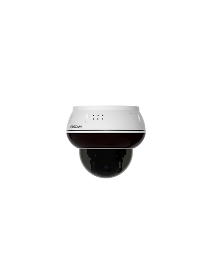 Witte Foscam D8ET 4K PoE PTZ-beveiligingscamera met vandaalbestendige koepel en strak design voor buiten.