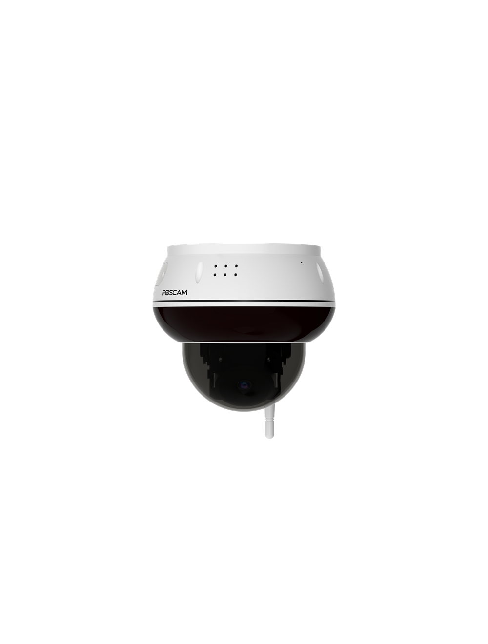 Witte Foscam D8T 4K PTZ buiten IP-camera met vandaalbestendige IK10-behuizing en zwarte cameralens.