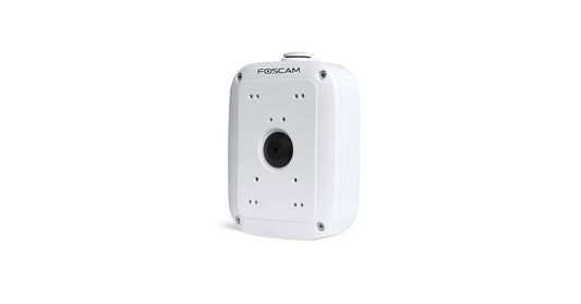 Witte Foscam FAB28H waterdichte lasdoos voor dome camera's met montageplaat en kabeldoorvoer.