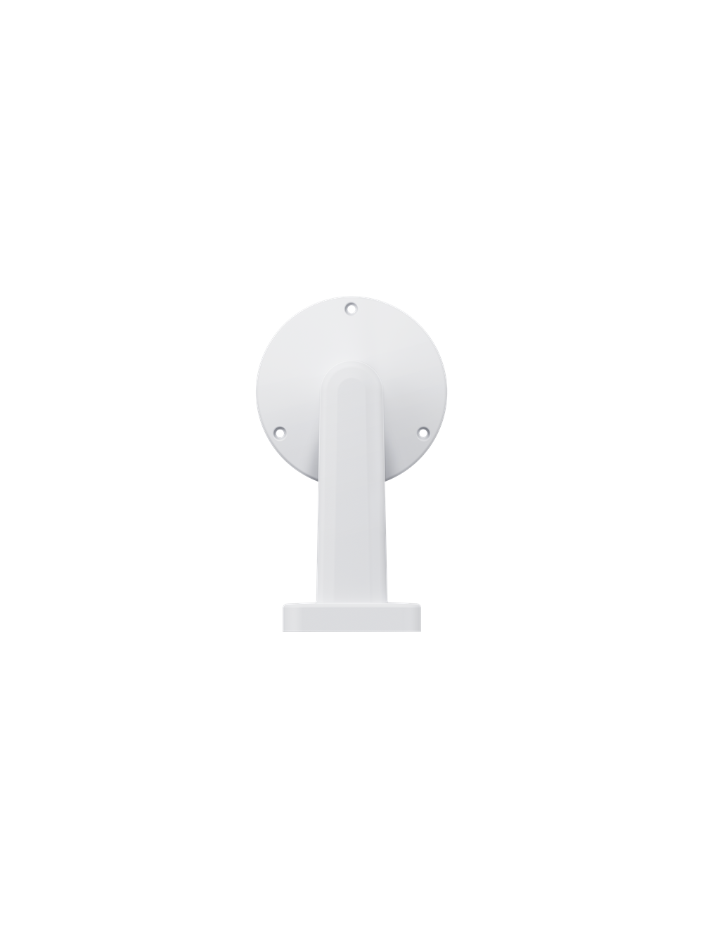 Witte Foscam FABWMB D8 muurbeugel voor buitencamera's met een ronde montageplaat en stevig design.