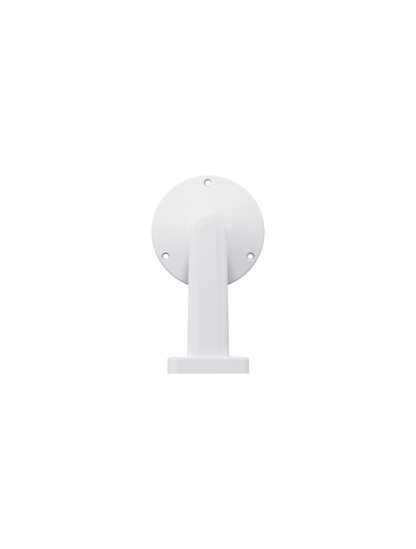 Witte Foscam FABWMB D8 muurbeugel voor buitencamera's met een ronde montageplaat en stevig design.