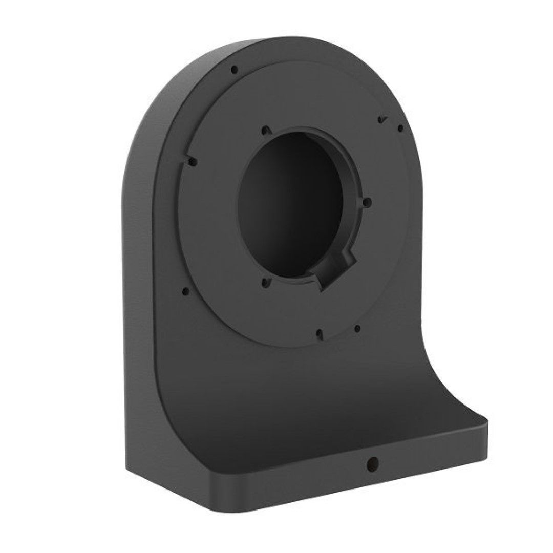 Zwarte Foscam FABWMB V2 muurbeugel voor T5EP en T8EP beveiligingscamera’s met ronde montageplaat.