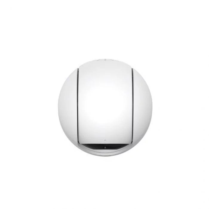 Witte Foscam R8M indoor WiFi beveiligingscamera met een rond, compact design en draaibare pan- en tilt-lens.