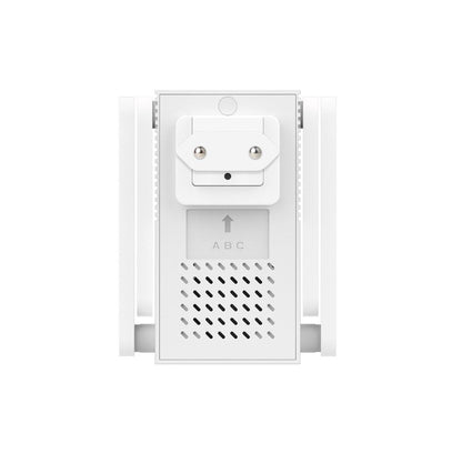 Witte Foscam VC1 slimme WiFi gong met stopcontactstekker en luidsprekerrooster voor draadloze deurbelmeldingen.
