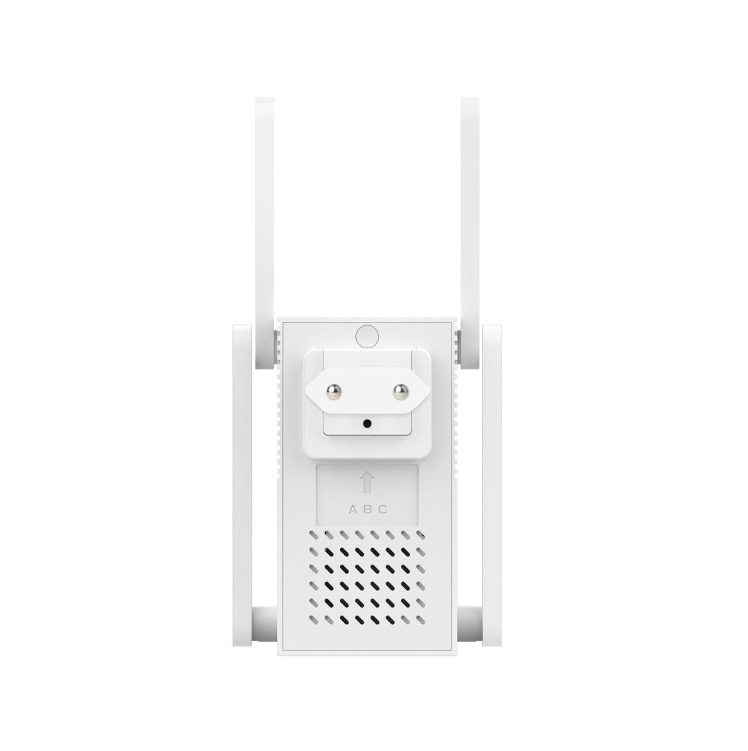 Witte Foscam VC1 slimme WiFi-gong met twee antennes en geïntegreerde stekker voor in het stopcontact.