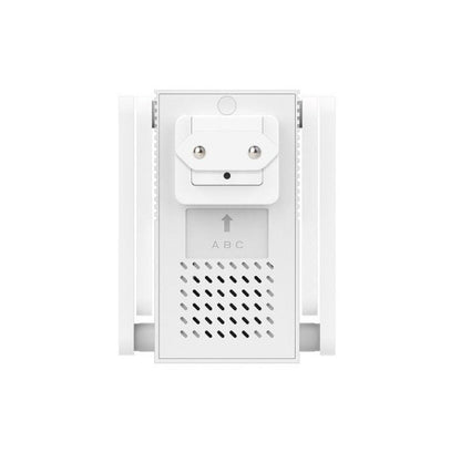 Witte Foscam VC1 slimme WiFi-gong met stopcontactstekker, luidsprekerrooster en zijwaartse antennes voor de VD1 deurbel.