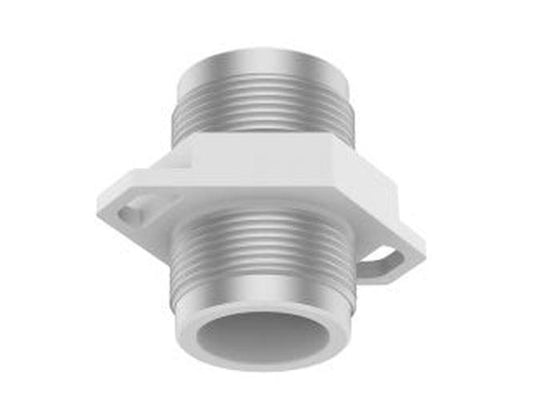 Witte aluminium Hanwha SBO-090GP muurbeugel voor beveiligingscamera's met schroefdraad en compact montagedesign.