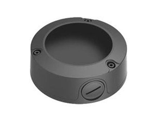 Grijze Hanwha SBO-126B ronde opbouwdoos voor nette kabelgeleiding van beveiligingscamera's.