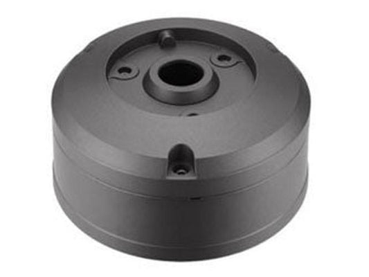 Grijze Hanwha SBO-147B buitenbehuizing voor beveiligingscamera's met een robuust, rond ontwerp van 73 mm hoog.
