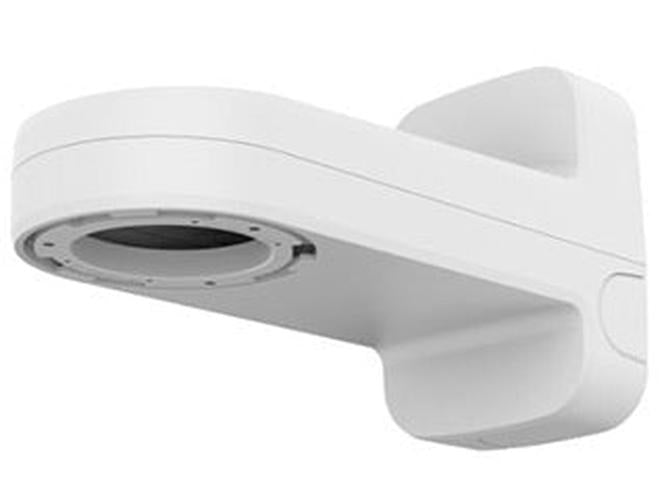 Witte, weerbestendige Hanwha SBP-250WMW wandmontagebeugel voor beveiligingscamera's met robuust design.