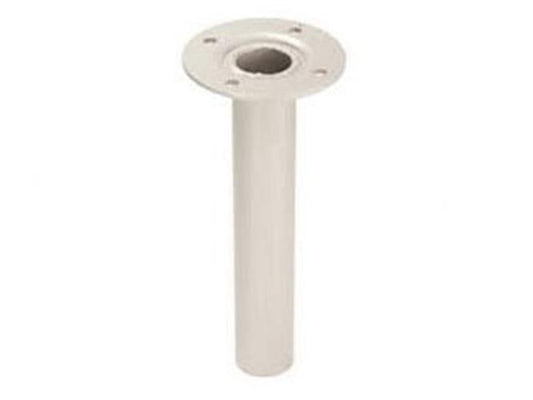 Witte Hanwha SBP-300CM aluminium hoekbeugel voor beveiligingscamera's met een ronde montageplaat.