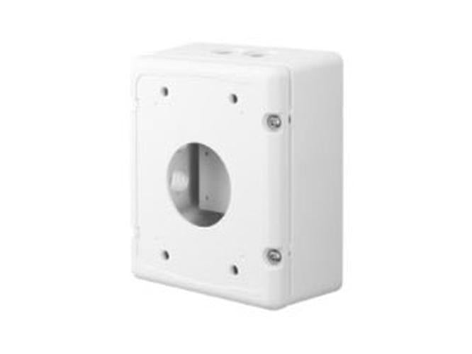 Witte Hanwha SBP-300NBW weerbestendige hoekbevestigingsbeugel voor beveiligingscamera's van 221x185mm.