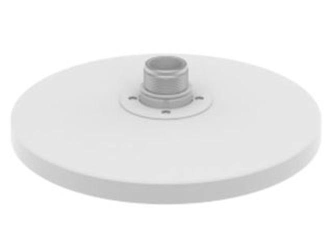 Witte, compacte Hanwha SBP-315HMW hangmontagebeugel voor beveiligingscamera's met schroefdraad.